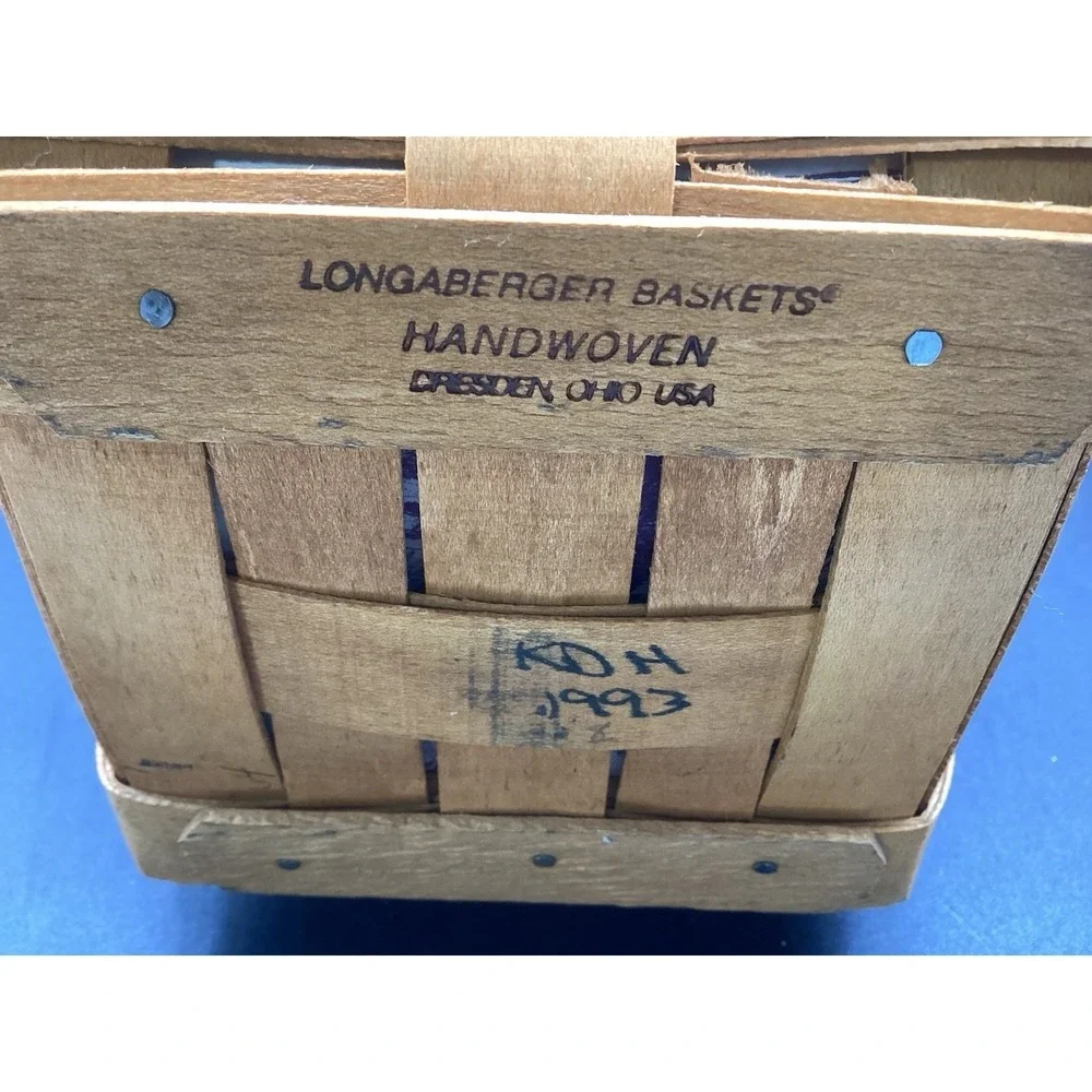 1993 Longaberger Inaugural Basket Plastic Protector‎ Fabric Liner Decor Vtg